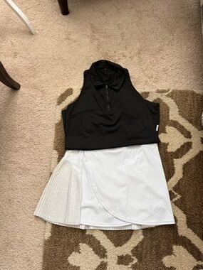 Amazon Women Black Top with White Skort